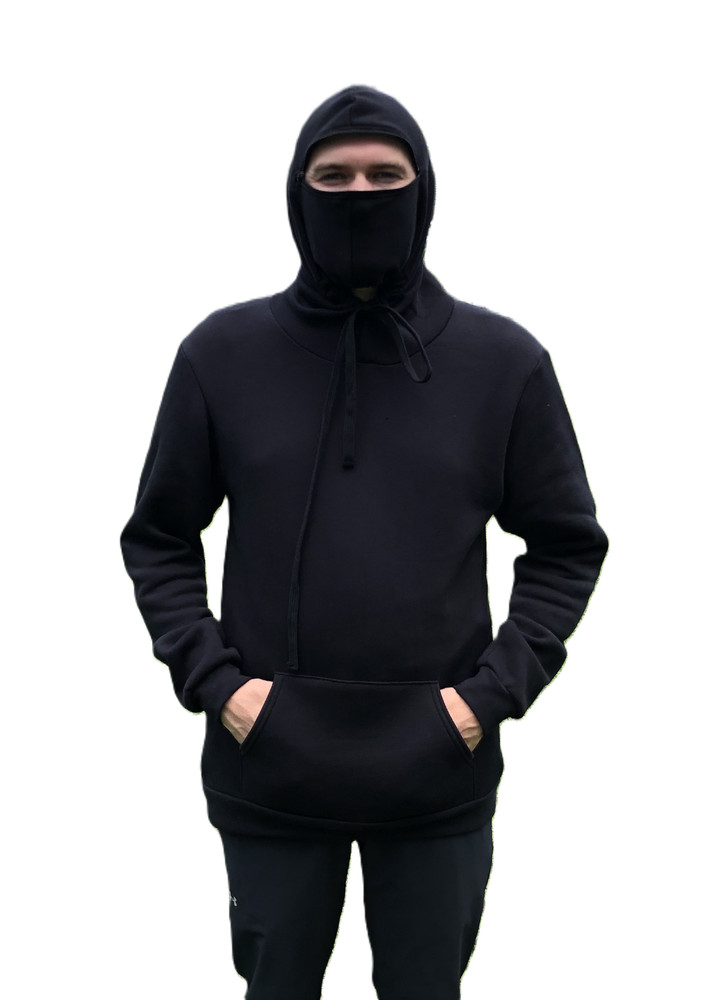 Hoodie Mask Sweatshirt Pull-over Black
