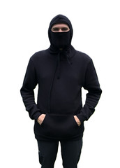 Hoodie Mask Sweatshirt Pull-over Black