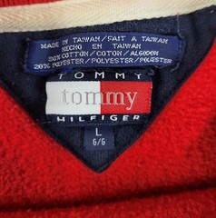 Vintage Tommy Hilfiger Sweatshirt Men’s Size Large Red Crewneck Pullover 90s