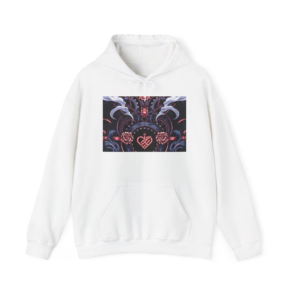 Steampunk Dark Floral Heart Hoodie Gothic Rose Chest Design Unisex