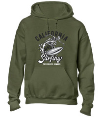 CALIFORNIA SURFING HOODY HOODIE SURFER SURFBOARD SUMMER HOLIDAY CLOTHING TOP