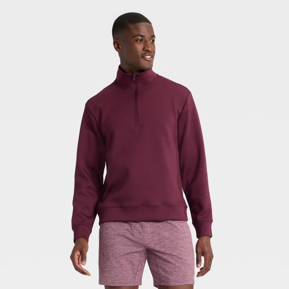 Men Spacer Half Zip Sweatshirt – All In Motion Burgundy L