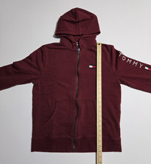 Tommy Hilfiger Men’s Size Medium Full Zip Hoodie Burgundy Red Long Sleeve Logo