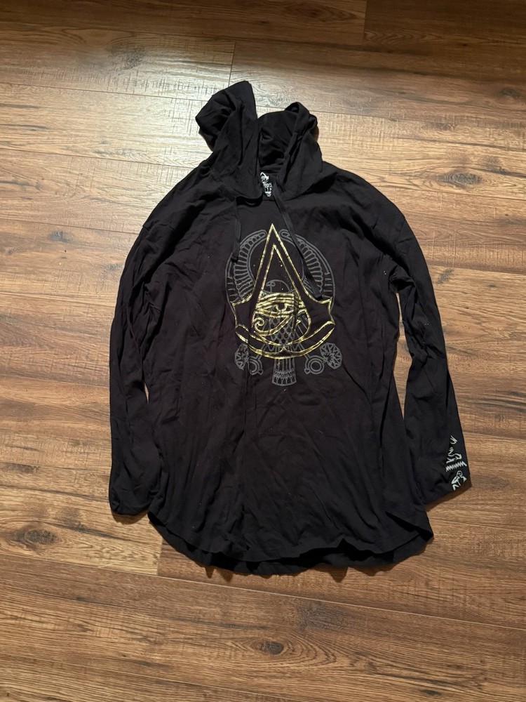 Loot Crate Assassins Creed Origins Black Hoodie with Gold Logo Men’s XXL