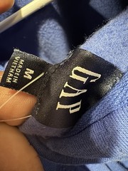 Gap Hoodie Mens M Navy Blue Tonal Arc Logo Oversized Pullover Faded Cotton Blend