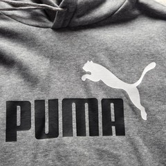 Puma Hoodie Mens Large Gray Fleece Pullover Kangaroo Pocket Graphic Logo