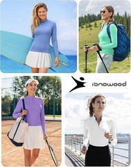 Women’sLong Sleeve UPF 50+ Sun Protection 1/4 Zip Shirt Hiking Athletic Top