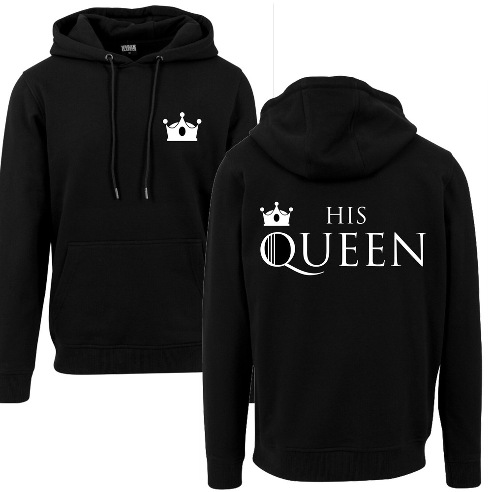 Her King His Queen Hoodie Hooded Pullover Partner Couple Black Sizes XXS-5XL