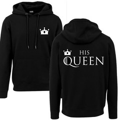 Her King His Queen Hoodie Hooded Pullover Partner Couple Black Sizes XXS-5XL