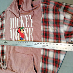 Disney Mickey Mouse Hoodie Mens Size L Red Graphic Pullover Sweatshirt Big Print