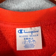 Champion Reverse Weave Sweatshirt Small Bright Orange Casual Logo Mens