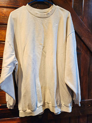 Gymshark Men’s L Beige Crew Neck Pullover Fleece Sweatshirt Solid Logo