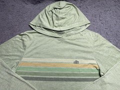 Patagonia Capilene Cool Daily Hoodie Mens XS Green Striped Lightweight Jersey
