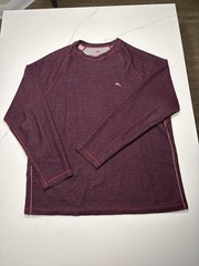 Tommy Bahama Sweatshirt Mens L Coral Pink Cotton Crewneck Pullover Logo Boxy
