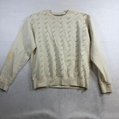 Champion Mens Cream All Over Logo Print Crewneck Sweatshirt AW665H Large