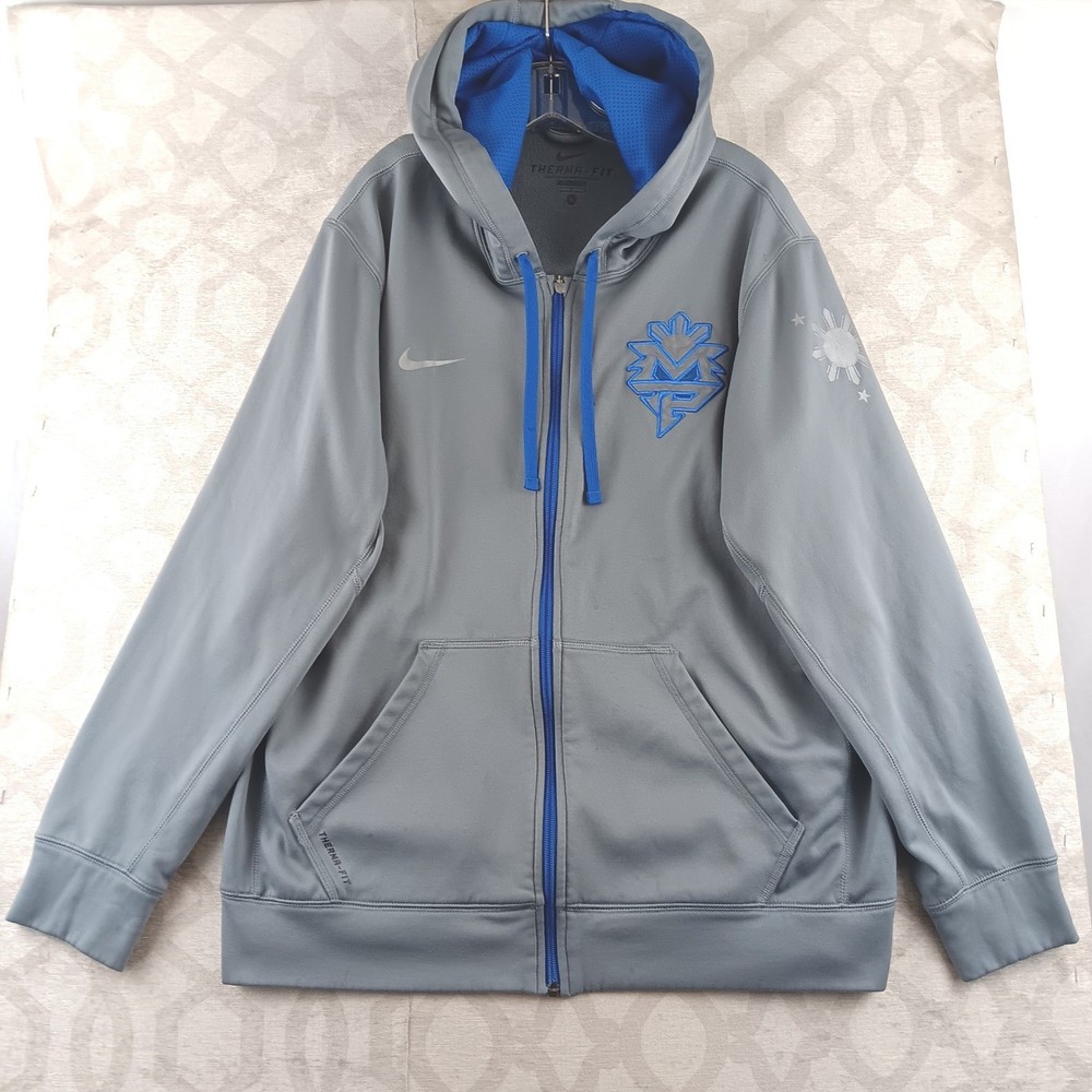 Nike Therma Fit Men’s Gray Full Zip Hoodie Athletic Pullover Size L