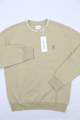Daily Paper Mens Terry Sweatshirt Crew Neck Twill Beige M Embroidery Banded Neck