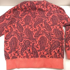 $450 Aries Cotton Reverse Fleece Coral Paisley Half Zip Sweatshirt Mens Large