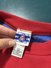 Vintage 80s Short Sleeve Crewneck Sweatshirt Men’s Large Red Blue Color Block