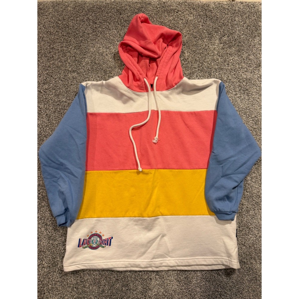 LATTE SPORT Sweatshirt Men Medium* Color Block Hoodie Hood Authentic Design USA*