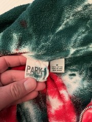 Parks Hoodie Mens Medium Red White Blue Tie Dye Quarter Zip Kangaroo Pocket