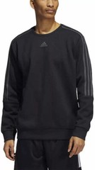 Adidas Men’s 3-Stripe Fleece Crew Neck Sweatshirt Black H09271 Variety Sizes