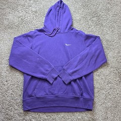 Nike Hoodie Mens S Purple Pullover Hooded Pockets Lined Fleece Embroidered Logo