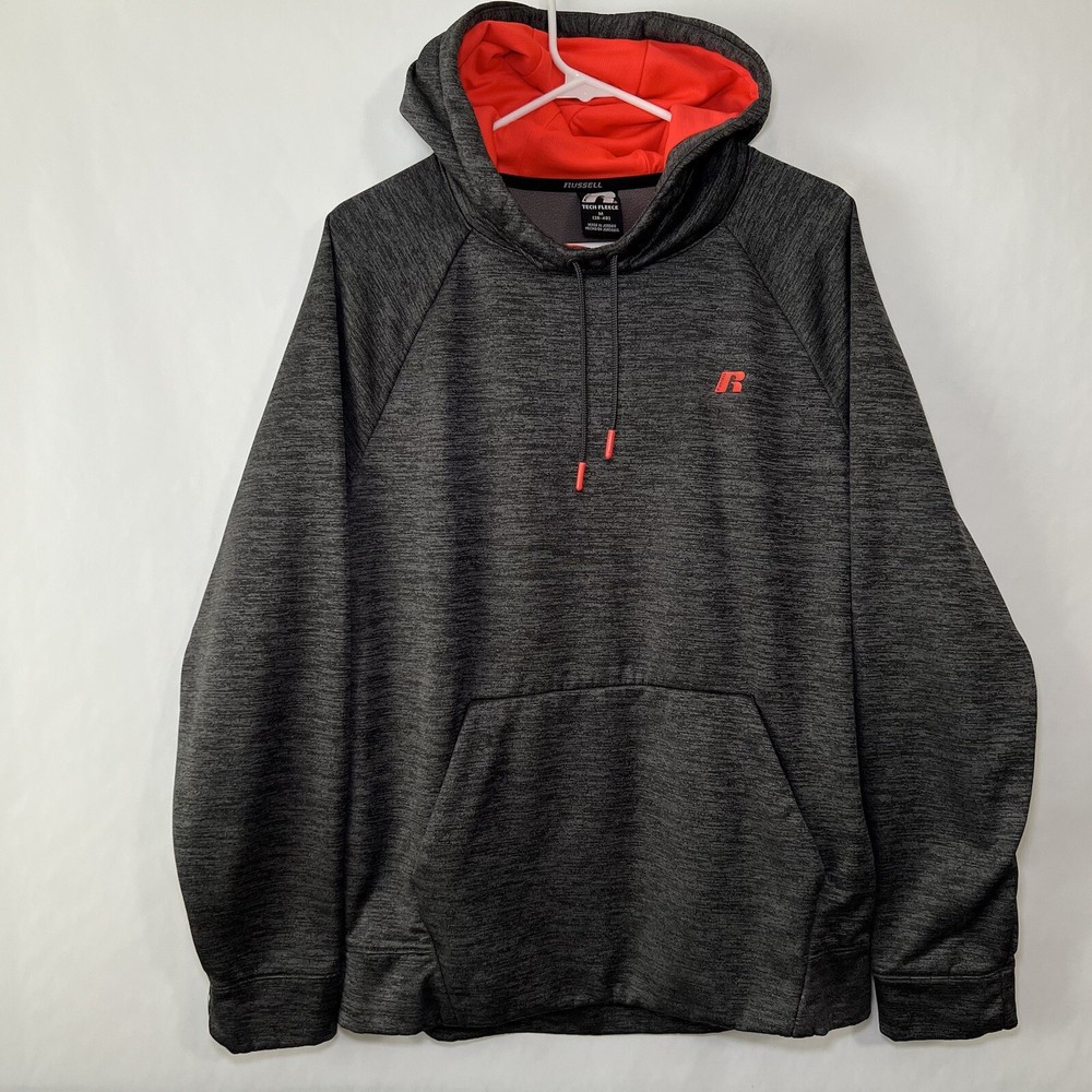 Russell Athletic Tech Fleece Hoodie Sweatshirt Men Size Medium Gray Heather Pink