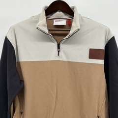 Wilson Mens L Mixed Media 1/4 Zip Pullover Color Block Zipper Pockets Athleisure
