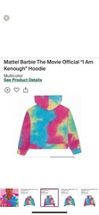 Barbie Hoodie I Am Kenough Adult XXL Rainbow Mattel Creations The Movie Official