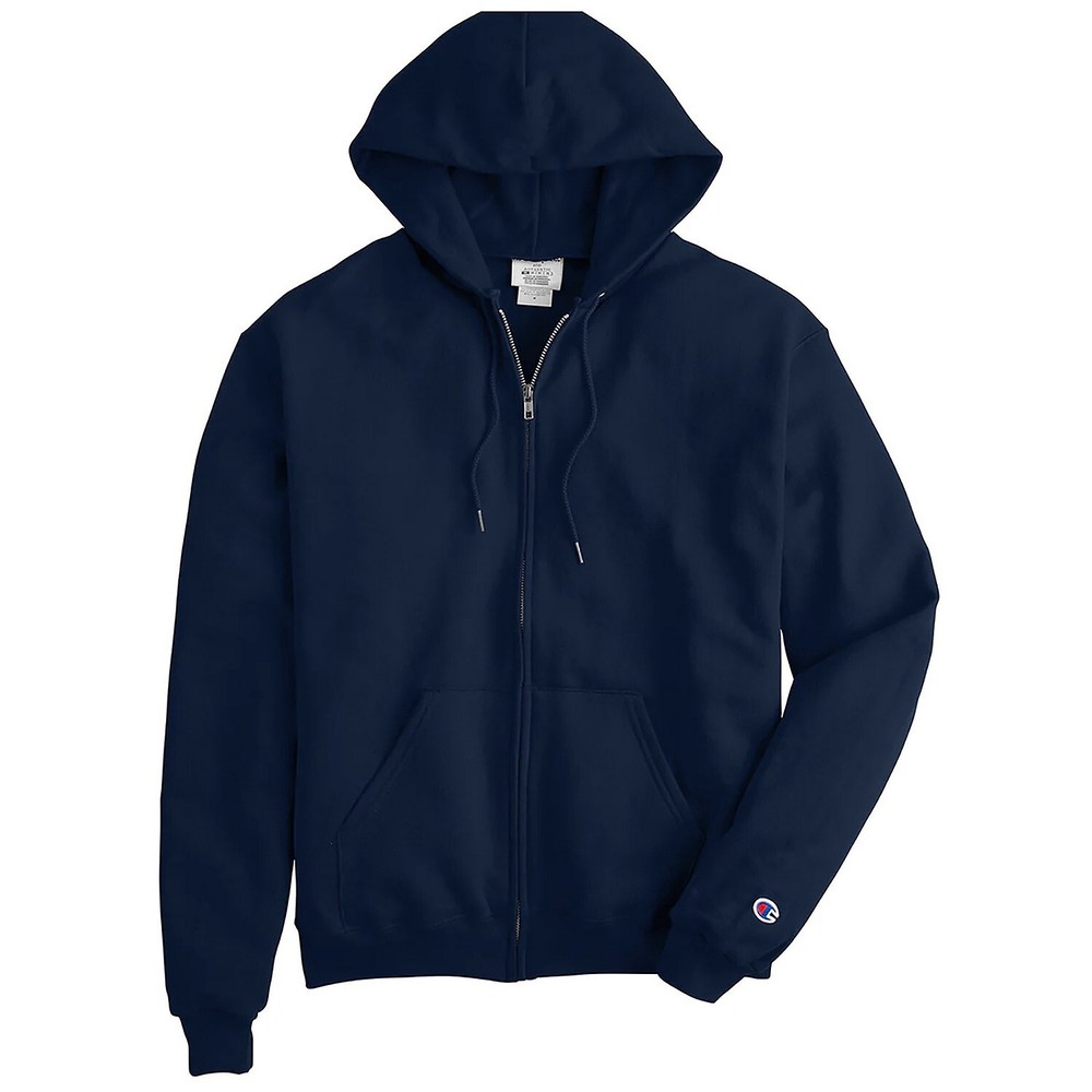 Champion Powerblend Double Dry Action Fleece Full Zip Hoodie Navy Blue Size XL