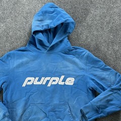 Purple Brand Hoodie Mens Small Blue Graphic Logo Pullover Fleece Sweatshirt