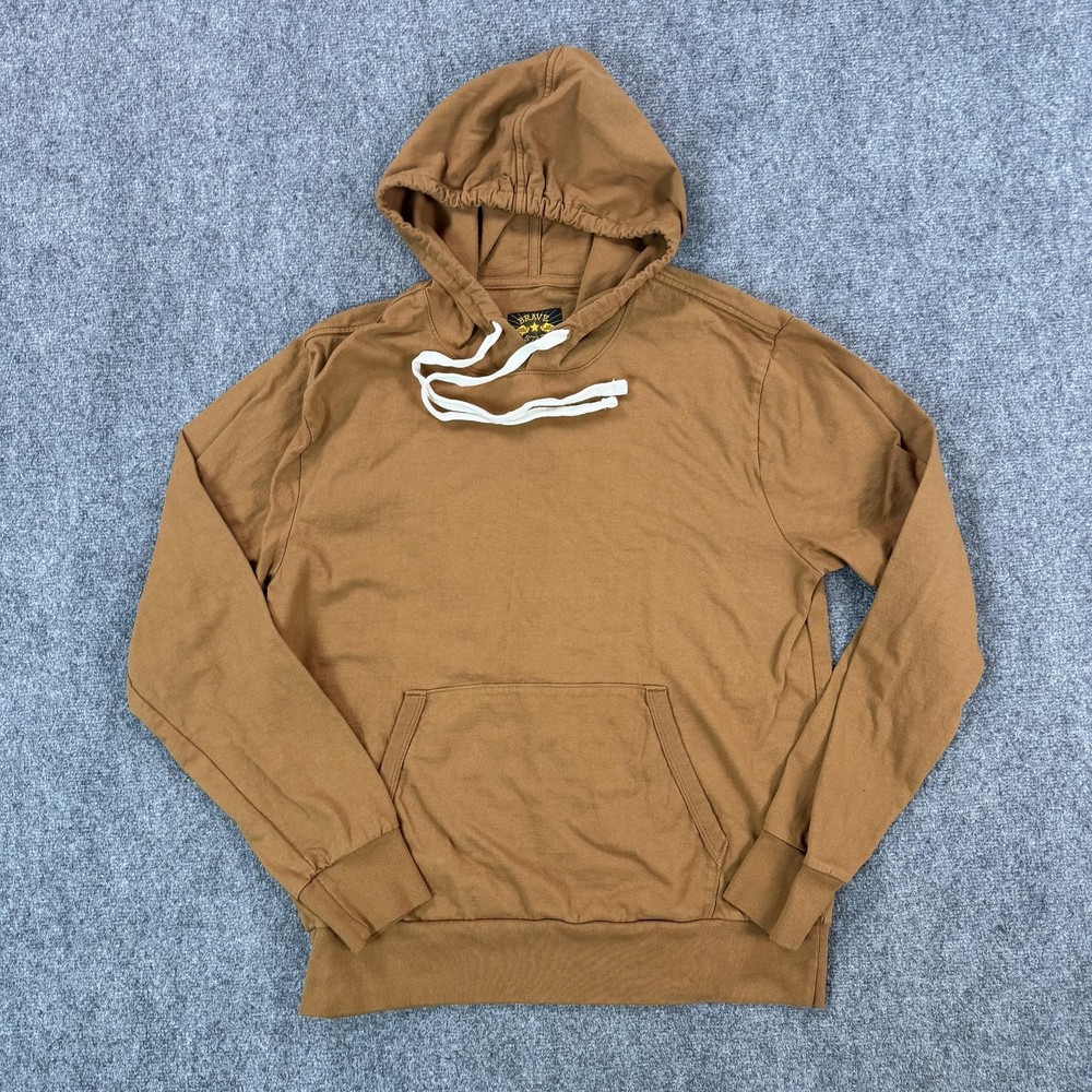 Brave Star Hoodie Mens Large Brown 100% Cotton Pullover Kangaroo Sweatshirt USA