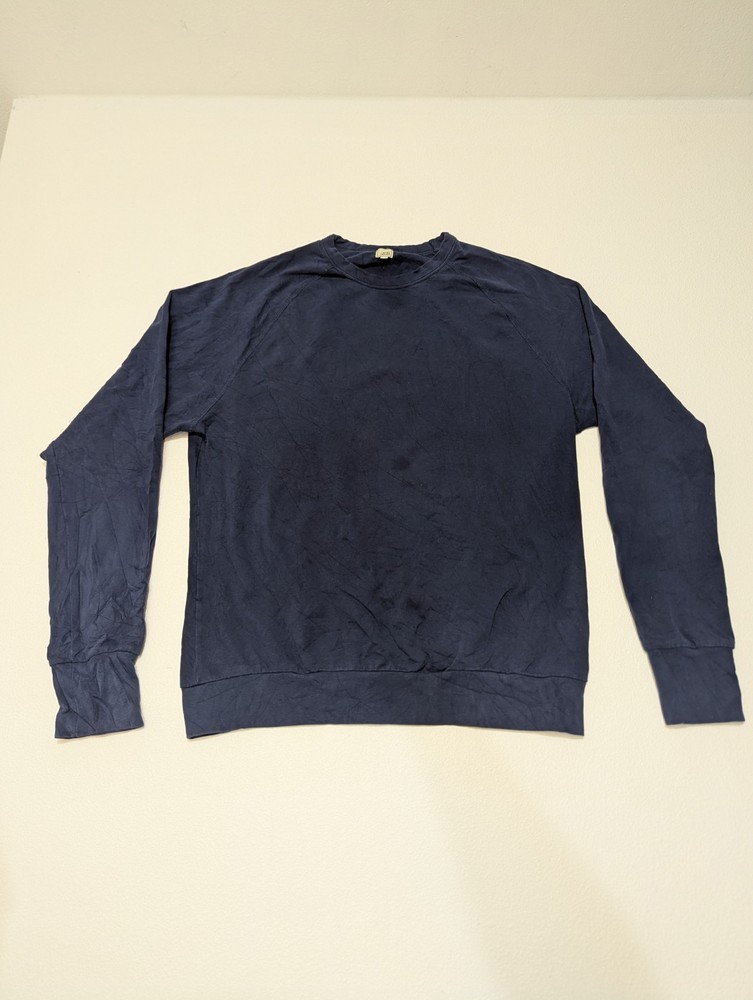 Sweat Tailor Men’s Blue Solid Crew Neck Long Sleeve Pullover Sweatshirt Size L