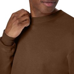 Men’s Pull On Sweatshirt Long Sleeve Crew Neck Army Brown Daily Wear Cotton