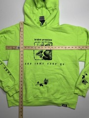 Broken Promises Easy Come Easy Go Hoodie Mens L Neon Green Graphic Streetwear