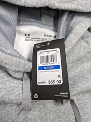 $55 Under Armour Hoodie Mens Small Gray Loose Hustle Fleece Center Logo NWT