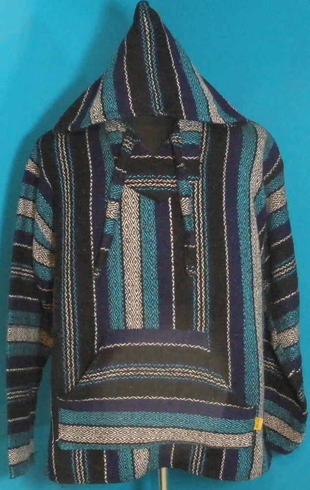 Adult M/L Molina Poncho Beach Baja Hoodie Pullover Colorful Hippie Spring Surfer
