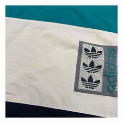 Vintage Adidas Size Large Sweatshirt Color Block Blue Teal White Striped 80s 90s