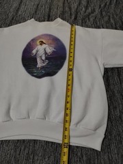 Vintage Made In USA Y2K Jesus T Crewneck Sweatshirt Size Large Walking On Water