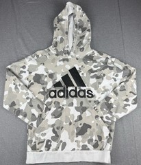 Adidas Camo Hoodie Large Gray White Pullover Fleece Logo Sweatshirt