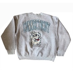 Vtg 90s 20/20 Sport Connecticut Huskies Sweatshirt XL Grey UConn NCAA Streetwear