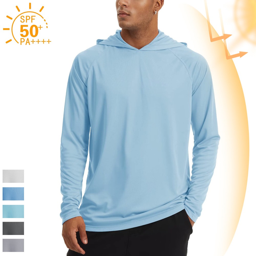 UPF50+ Men’s Sun Protection Hoodie Anti-UV Outdoor Fishing Performance T-Shirts