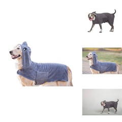 BoxDog Wearable Microfiber Dog Towel Hoodie Medium Grey Shark