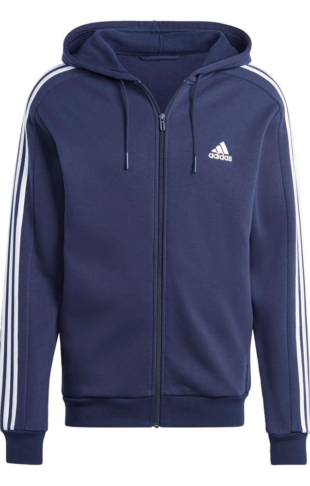 NEW adidas men Essentials Fleece 3-Stripes Full-Zip Hoodie RETAIL 2XL $65