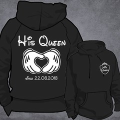 Her King His Queen Hoodie Hooded Pullover Partner Couple Black Sizes XXS-5XL