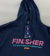 NEW New Balance New York City Marathon 2024 Finisher Hoodie Blue Mens Size L