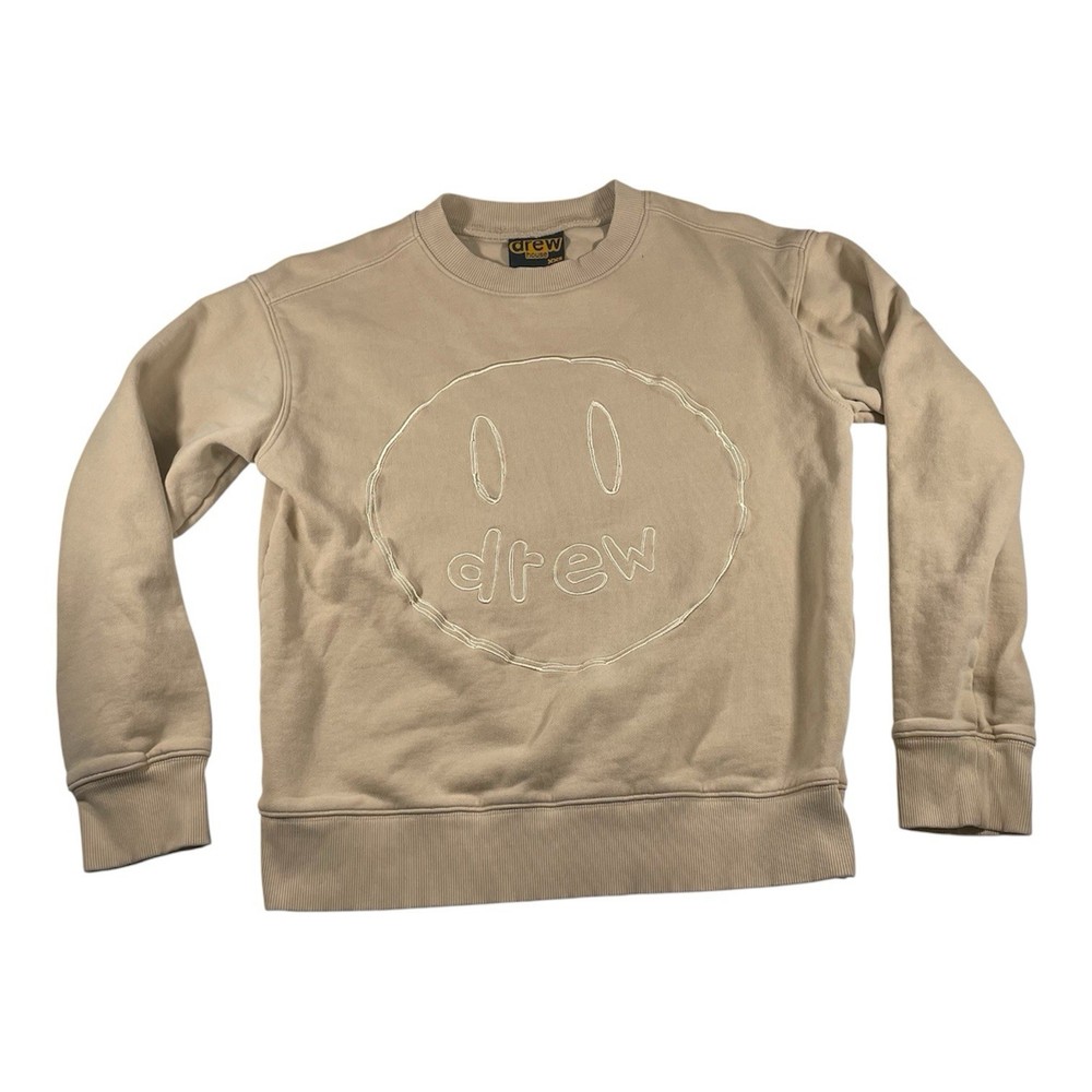 Drew House Sketch Mascot Crewneck Sweatshirt XXS Graphic Print Embroidered Tan