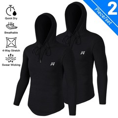2Pack Men Hoodie Hooded Sweatshirt Pullover Sports Thermal Athletic Breathable