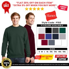 Hanes P160 Unisex EcoSmart Long Sleeve Crew Neck Stylish Pullover Sweatshirt